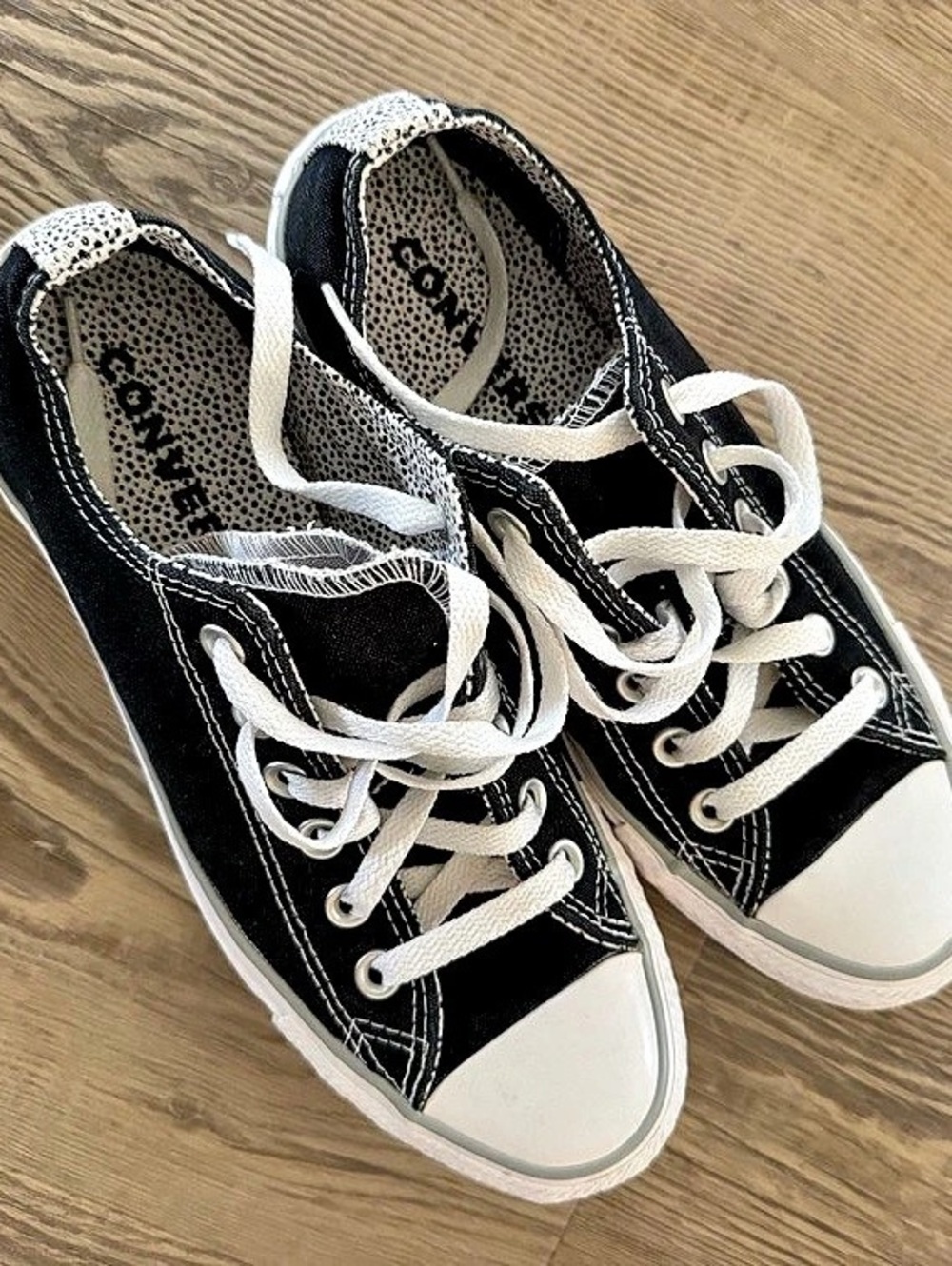 Converse Chuck Taylor All Star Double Tongue Ox Black White Stone Sneakers US 8